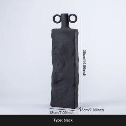 Nórdico Wabi-Sabi Estilo Imitação Pedra Textura Textura, Vaso Cerâmico Preto e Branco, Moderno Simples Decoração para Casa Ornamentos - Image 6