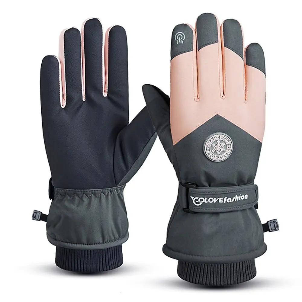 Luvas impermeáveis unisex do velo, luvas do esqui, snowboard, esqui, couro do plutônio, antiderrapante, tela de toque, morno, motocicleta, ciclismo, neve, inverno - Image 1