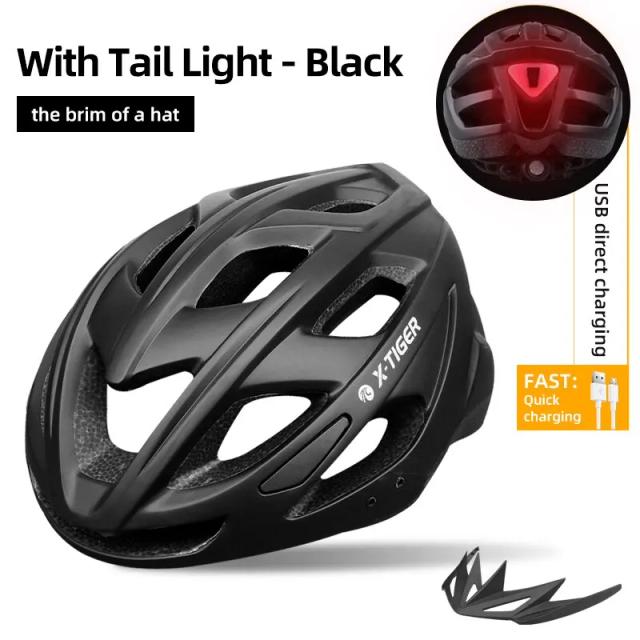 Capacete de Bicicleta X-TIGER Recarregável com Luz LED para MTB e Estrada - Proteção e Estilo para Aventuras ao Ar Livre