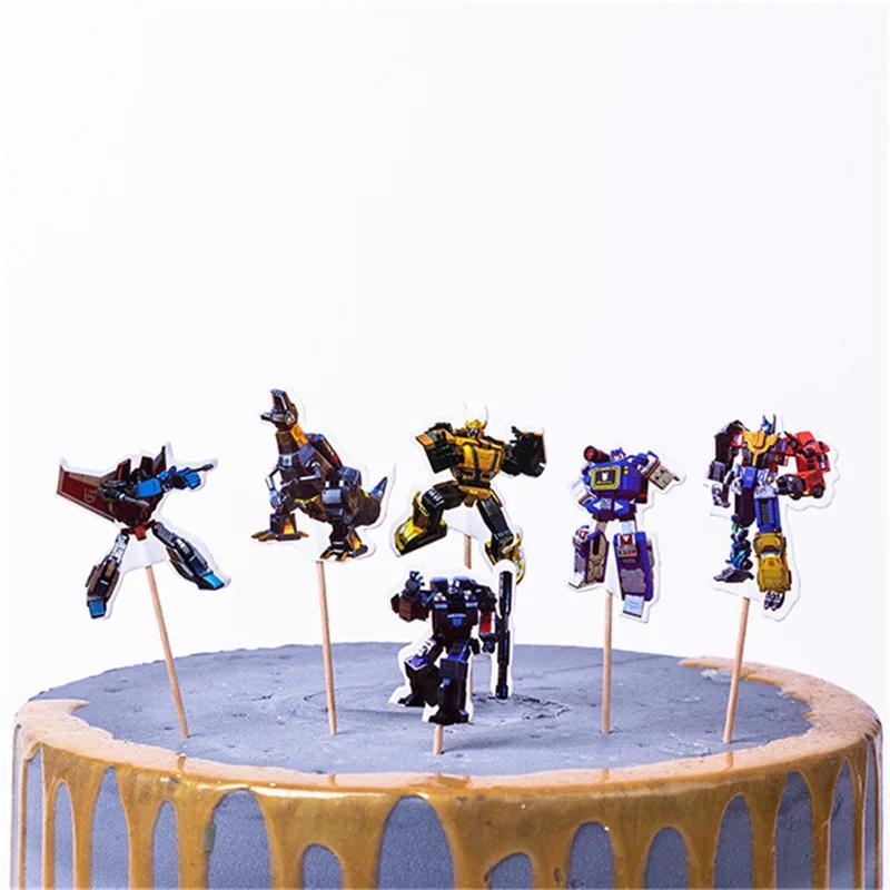 Conjunto de decoração para bolo de aniversário, conjunto de 25 peças, com varas, robô, chá de bebê, presente do bebê - Image 1