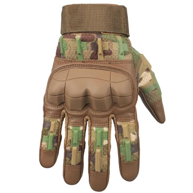 Luvas Táticas Pro Outdoor Couro PU Toque Dez Dedos Tamanho Ajustável