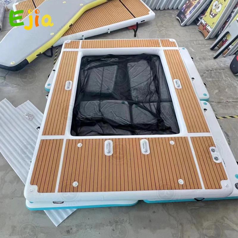 Plataforma flutuante inflável antiderrapante, Piscina do mar do oceano, Plataforma de doca com rede para iate, Piscina, 13ft, 4m, EVA, Inventário de frete grátis - Image 1