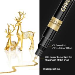 Chrome Espelho Marcador Pen para DIY, Reflective Paint Pen, Caneta Permanente, Ouro, Prata, Cobre Marker, Modelo Pintura Marcação, 0.7mm, 1mm, 2mm, 1Pc - Image 4