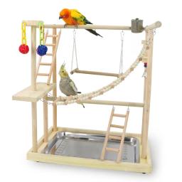 Parrot Interactive Training Stand Bar, madeira maciça, Stand Bar, Suprimentos De Pássaro - Image 1