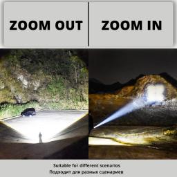 Lanterna LED de alta potência para acampar, tocha com 4 núcleos, lâmpada P50, zoomable, 5 modos de iluminação, uso de alta resistência, liga de alumínio - Image 6