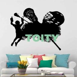 Jogador de lacrosse equipe esporte vinil decalque da parede sala menino arte decoração adesivo quarto porta mural - Image 2