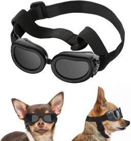 Cão óculos de sol raça pequena cães óculos de proteção uv olho wear à prova de vento anti-nevoeiro pet óculos com alça ajustável suprimentos para cães - Image 1