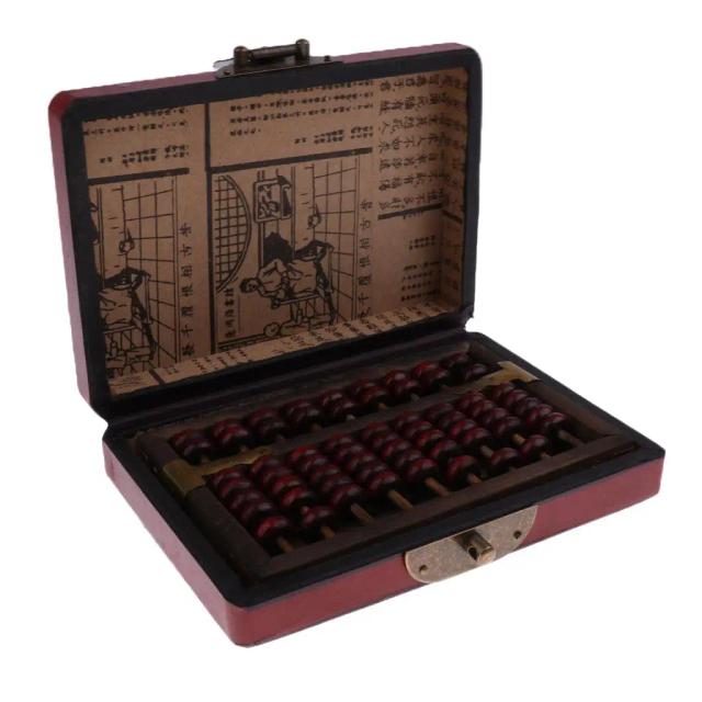 Ábaco Aritmético de Madeira Vintage 9 Fileiras Calculadora Chinesa Coleção