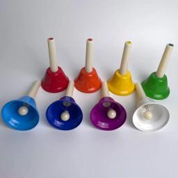 Mão colorida sinos handbells, instrumento musical para casamento, férias e sala de aula, material para festa para crianças, 8x - Image 4