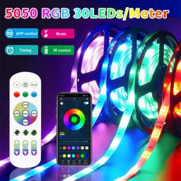 Tiras de luzes LED Bluetooth para festa de quarto, fita flexível, Wi-Fi, RGB, TV, fita, 1m-3m, 5m, 10m, 15m, 20m, 25m, 30LED por metro, 5050 - Image 1
