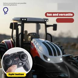 Rc trator reboque com led farol fazenda brinquedos 2.4ghz 1/24 controle remoto caminhão do carro simulador de agricultura para crianças menino presente - Image 4