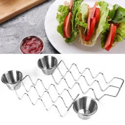 Taco Titular Rustproof Alta Resistência Taco Rack Resistant Food Storage Holder Aço Inoxidável Taco Suporte com Dipping Cup - Image 3