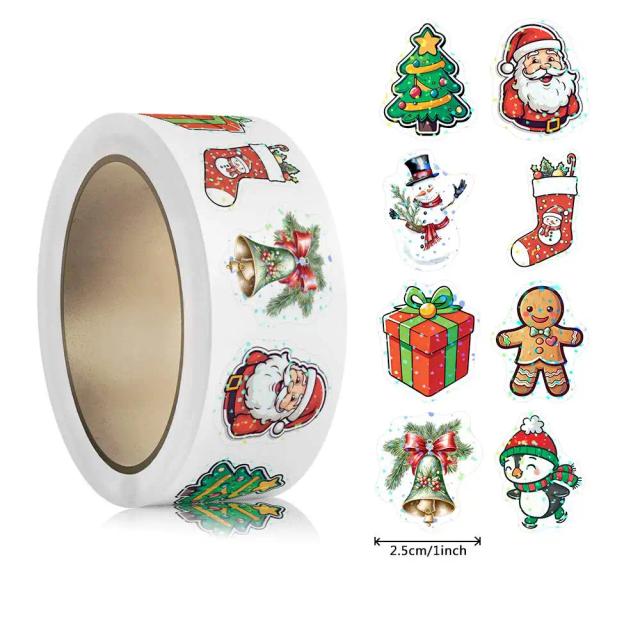 Adesivos de Natal Laser Cartoon 500 Peças 1 Polegada