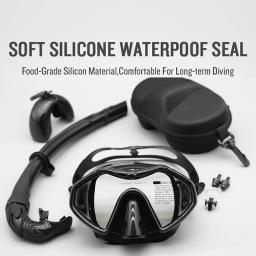 Profissional Silicone Impermeável e Anti-fog Snorkeling Conjunto para Adulto, Grande Campo Mergulho Superfície, Espelho, Wet Throat Snorkeling - Image 1