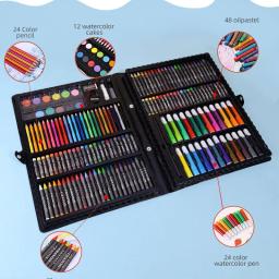 168 pçs crianças desenho caneta arte pintura conjunto esboçar lápis de cor lápis óleo vara guache pigmento cor desenho papelaria - Image 2