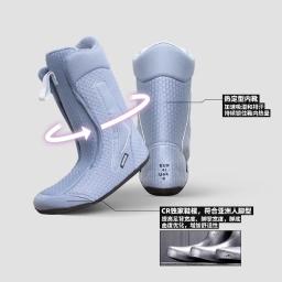 Sapatos de esqui profissionais de uso rápido, sapatos de snowboard de botão duplo de alta qualidade, sapatos de neve quentes e impermeáveis femininos, botas de esqui planas esculpidas masculinas - Image 3