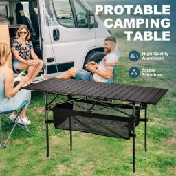 Mesa de acampamento de piquenique portátil, mesa dobrável ao ar livre, leve com bolsa de transporte fácil para viagens autónomas, mesa comprida de rolo de ovo - Image 1