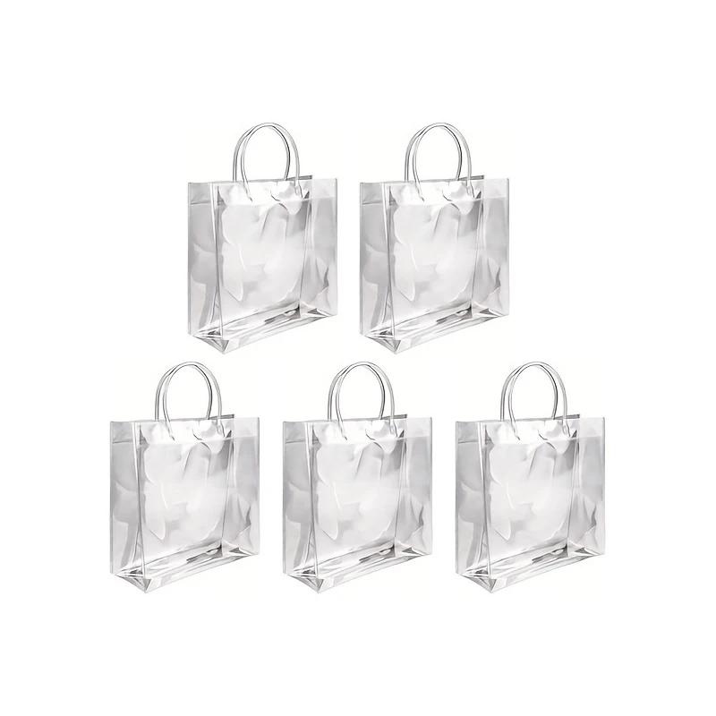 Saco De Presente De Plástico Transparente Com Alça, Embalagem De Presente De PVC Reutilizável, Bolsa Portátil Para Casamento E Festa De Aniversário, 5 PCs, 10 PCs, 20PCs - Image 1