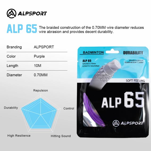 Alpsport Raquetes de Badminton Bg65 Cordas Importadas Original Flexíveis Duráveis Fibra de Carbono e Titânio