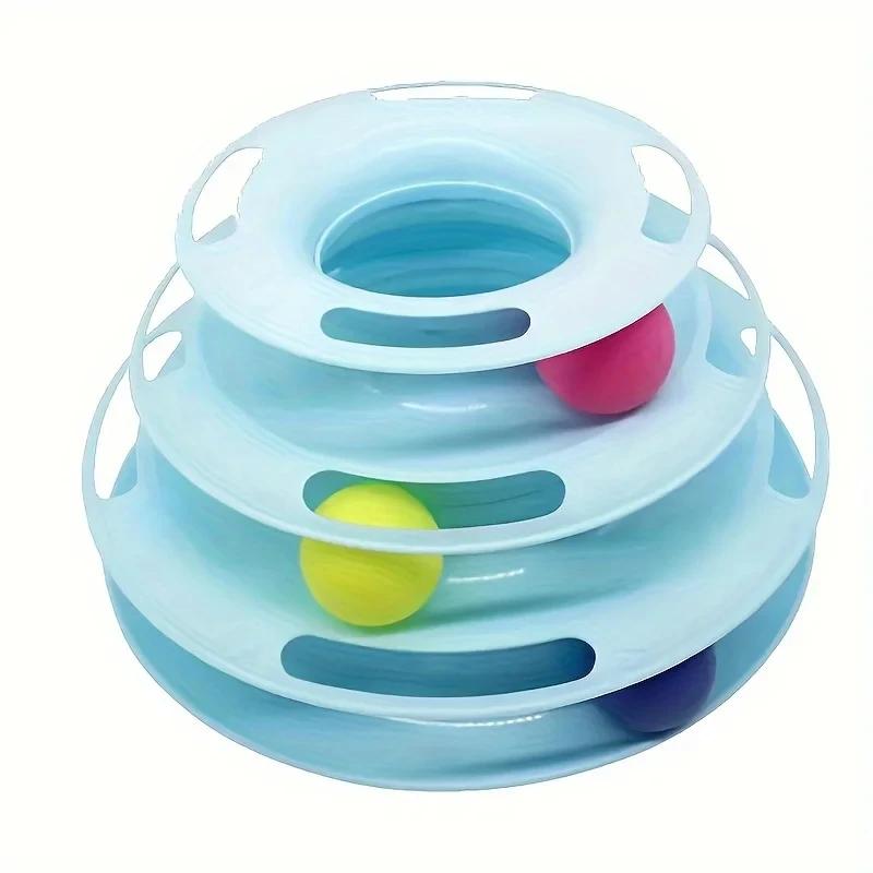 Torre giratória interativa para gato, 4 níveis, bolas de rolo, treinamento de inteligência, trilha, puzzle, jogos engraçados, acessórios - Image 1