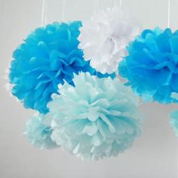 5 peças 6 ''-12'' pompons de papel de tecido casamento decorativo flores bola chá de bebê decoração de festa de aniversário pom poms de papel - Image 1