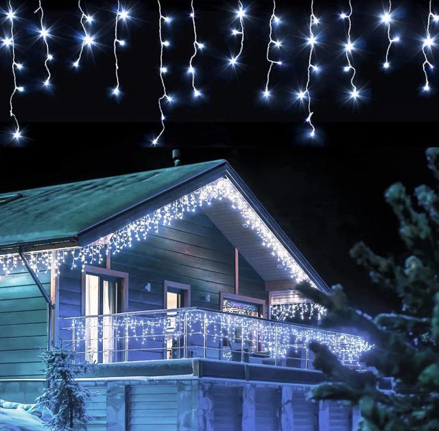 Luzes de Natal Icicle LED para Decoração ao Ar Livre - Cortina de Fadas 4m x 0.4/0.5/0.6m para Festas de Natal, Ano Novo e Casamentos