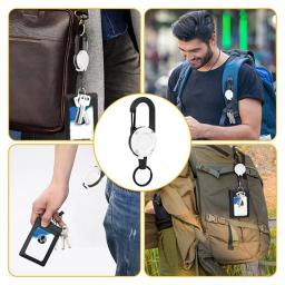 Suporte de crachá retrátil ID, resistente, clipes de carretel, chaveiro, branco, 4pcs - Image 4