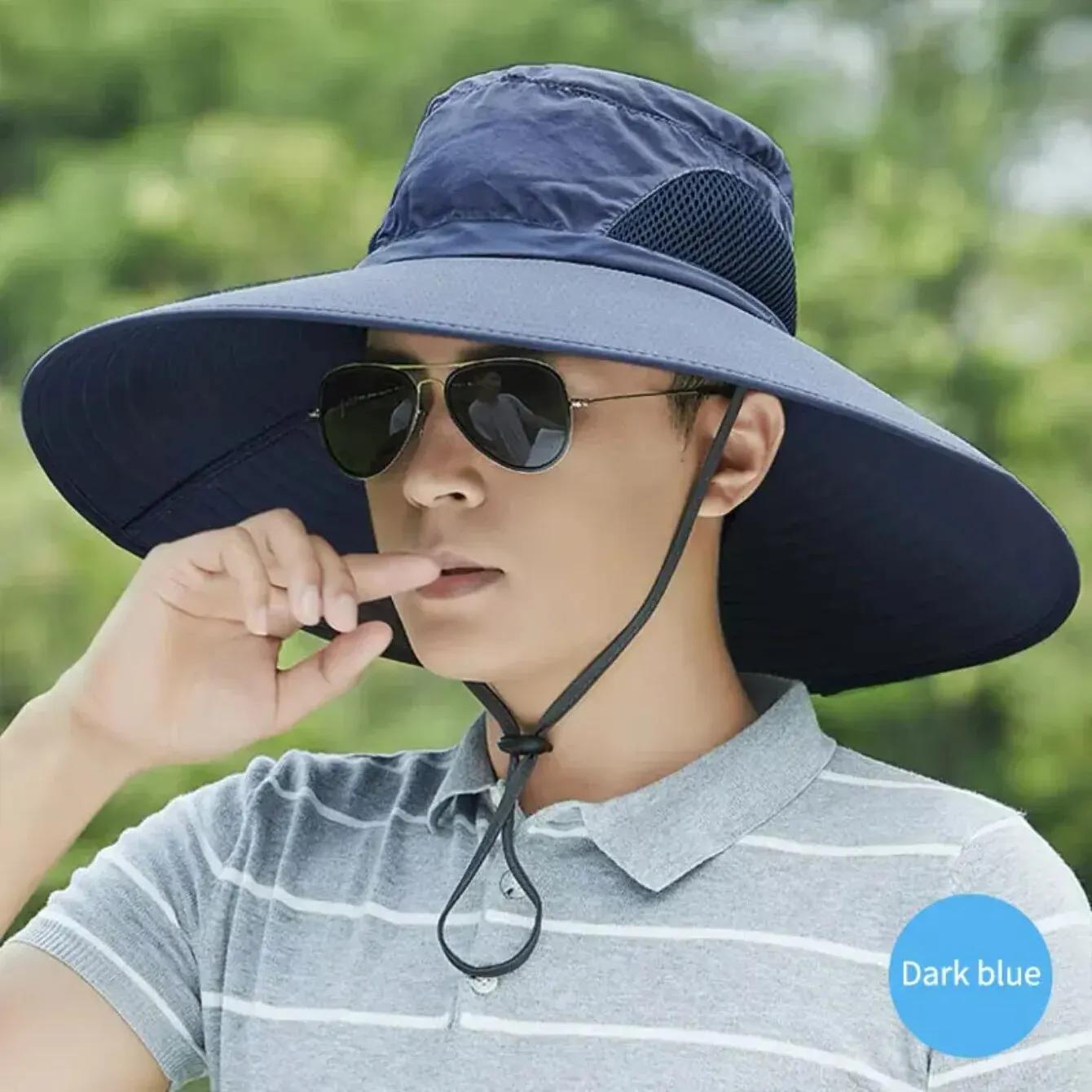 Chapéu de sol de abas grandes para homens e mulheres, abas largas, malha respirável UV, sombra ao ar livre, 15cm, verão - Image 1
