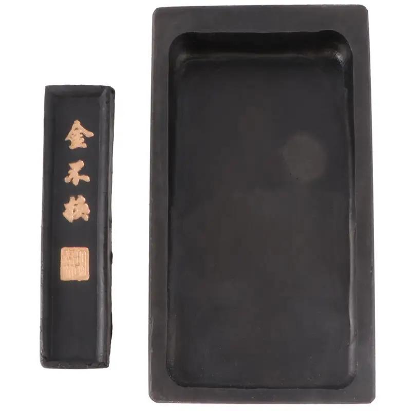 2 pçs 5 Polegada premium durável tinteiro pedras de tinta taditional chinês com vara de tinta para caligrafia chinesa e pintura - Image 1