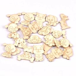 Chips de madeira naturais para Scrapbooking, cão adorável, gato, peixe, Carft, decoração de casa, enfeites DIY, CP3397 - Image 4
