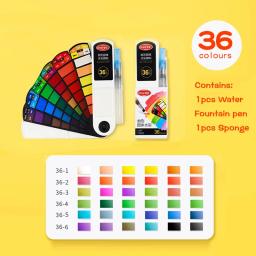 Conjunto de tinta aquarela sólida portátil para iniciantes, pigmento com caneta de água, arte de pintura, novo, 36 cores, 42 cores - Image 5