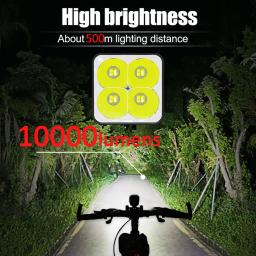Farol de bicicleta LED recarregável, lanterna super brilhante, luzes dianteiras, luzes traseiras traseiras, USB, 10000mAh, 12800mAh, 4P90, 4P50 - Image 3