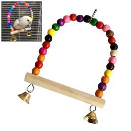 Brinquedo de balanço para pássaros, gaiola de papagaio, poleiro natural com contas de plástico, conjunto de brinquedos para pássaros, brinquedos de treinamento de mastigação, balanço, suprimentos para pássaros - Image 4