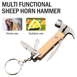 Martelo de garra portátil multi ferramentas, Martelo salva-vidas, Faca multifuncional Alicerce de aço inoxidável, Garra de emergência, Equipamento de acampamento - Image 2