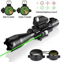 Riflescope tático com mira laser, 3 em 1 Rifle Scope Combo, Telêmetro óptico, Reflexo de ponto vermelho, 22mm Rail, 4-16x50EG - Image 1