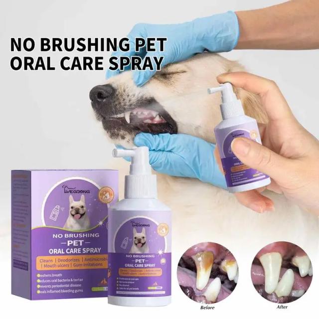 Spray Oral para Cães 50ml - Limpeza Eficaz, Frescor Dental e Eliminação de Mau Hálito