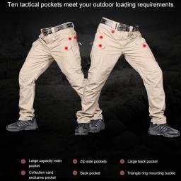 Calças leves para homens, corredores de combate, vários bolsos, calça resistente para trabalho ao ar livre e caminhada, calças elásticas para homens - Image 2