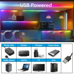 Fita LED com Controlo de Aplicações, RGB, WS2812B, Efeito de Perseguição, Bluetooth, Fita, Festa, Quarto, Cozinha, Decoração, 20m, 12LEDs/m - Image 4