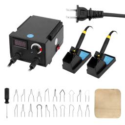 Máquina de pirografia 100w mostrador digital multifuncional, cabaça elétrica, máquina de pirografia de madeira com 20 unidades de cabeças de caneta de aquecimento - Image 1