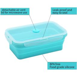 4 pçs silicone dobrável recipientes de armazenamento de alimentos com tampas de silicone caixa de almoço bento bpa livre para cozinha despensa - Image 5