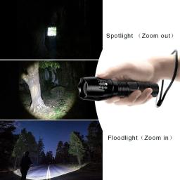 Lanternas LED de Alta Potência, Tocha De Acampamento, 5 Modos De Iluminação, Liga De Alumínio, Luz Zoomable, Impermeável, Uso De Material, 3 Baterias AAA - Image 6