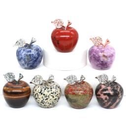 Estátua de maçã colorida com pedras preciosas naturais, Cristais Cura Pedras, Escultura Reiki Frutas, Figurinhas Artesanato, Decoração para casa e quarto, Presentes - Image 3