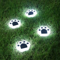 Diodo emissor de luz solar jardim ao ar livre à prova dwaterproof água decoração do jardim cão gato animal pata imprimir luzes caminho gramado lâmpada caminhos da corda luz - Image 2