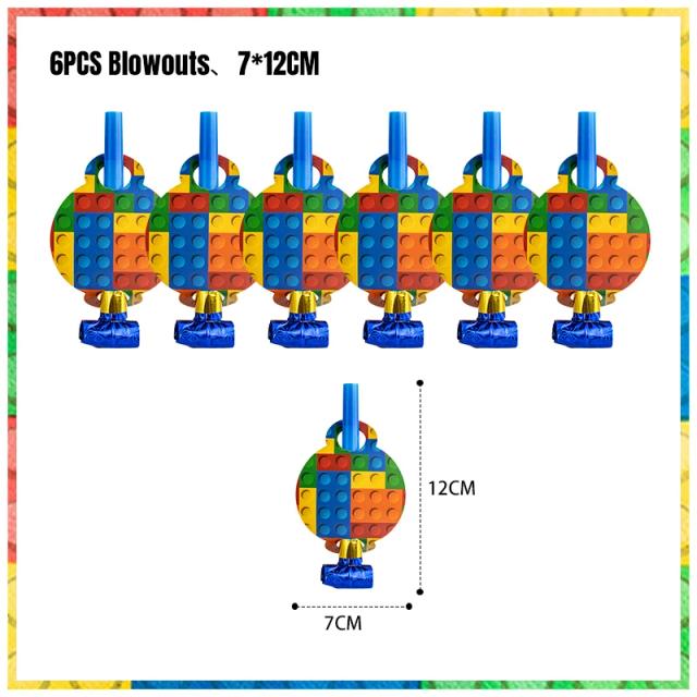 Kit de Balões Coloridos para Aniversário Infantil com Decoração Temática e Favores de Festa em Bloco de Construção