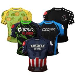 Camiseta masculina de borracha de manga curta, MMA Rash Guard, ginásio Fitness, boxe ao ar livre, Jiu Jitsu Bjj, quente - Image 3