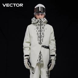 VECTOR Jaqueta de esqui de algodão parcial 3L para homens e mulheres, à prova de vento e à prova d'água, nylon, borracha de pressão total, roupas de esqui ao ar livre - Image 1