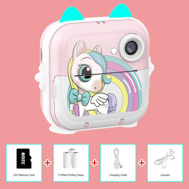 Misirun Câmera de Impressão Instantânea Infantil - Presente Educativo para Meninos e Meninas - Vídeo Digital e Foto Térmica - Inclui Cartão 32GB