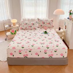 Folha equipada anti-ácaro com elástico, antiderrapante, capa de colchão ajustável, duplo, queen, rei tampa da cama, 1pc grosso - Image 2