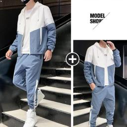 Fato de treino casual com capuz masculino, roupas esportivas, jaqueta e calça, conjuntos de 2 peças, terno esportivo Hip Hop, 3XL, novo, primavera - Image 4