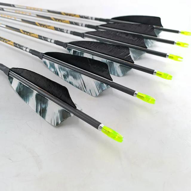 6/12 pçs tiro com arco de carbono puro, eixos de flecha spine350 400 450 500 600 700 750 800 900 id 4.2mm arco recurvo longbow caça tiro